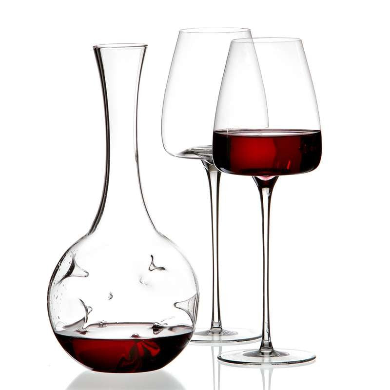 Zieher Eddy Gift Set Mini Decanter and 2 Straight Wine Glasses 54 cl in Blown Glass