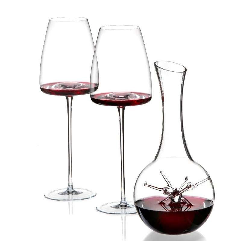 Zieher Star Gift Set Mini Decanter and 2 Straight Wine Glasses 54 cl in Blown Glass