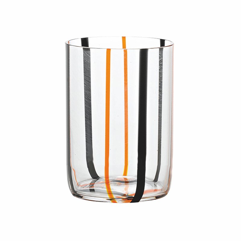 Zafferano Tirache Water Glass 35 cl Set 6 Pcs Black Orange
