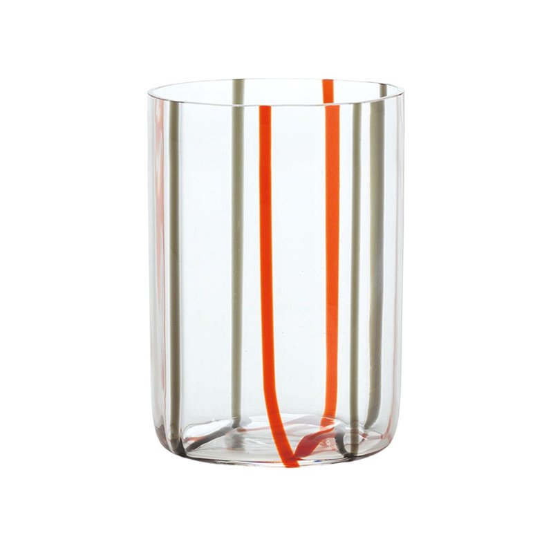 Zafferano Tirache Water Glass 35 cl Set 6 Pcs Grey Red