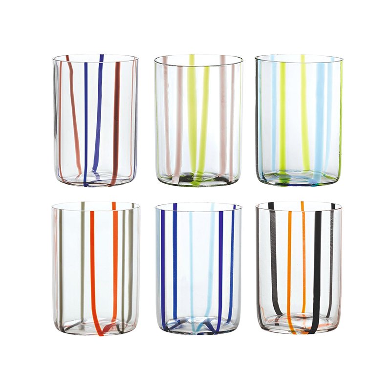 Zafferano Tirache Water Glass 35 cl Set 6 Pcs Multicolour