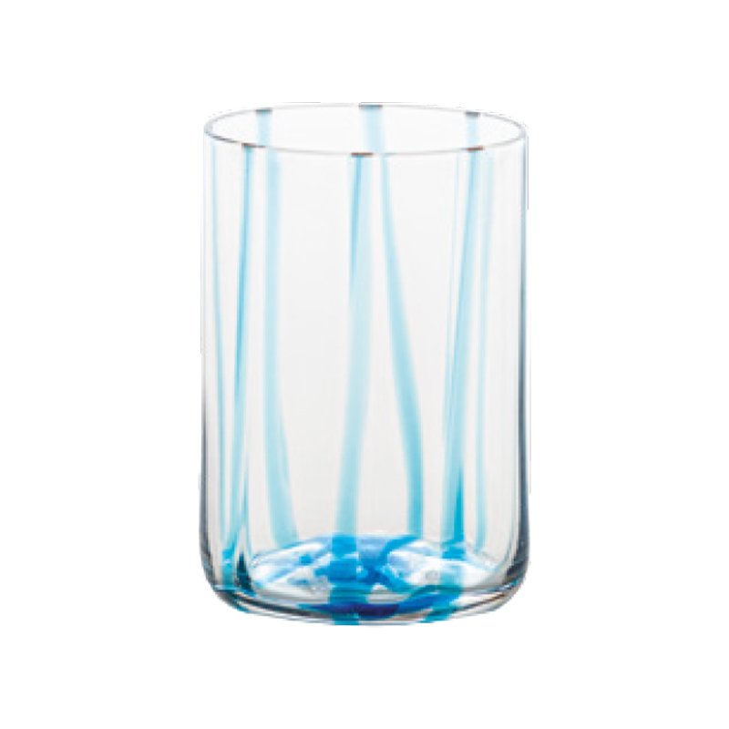 Zafferano Tirache Handmade Water Glass 35 cl Set 6 Pcs in Aquamarine Glass