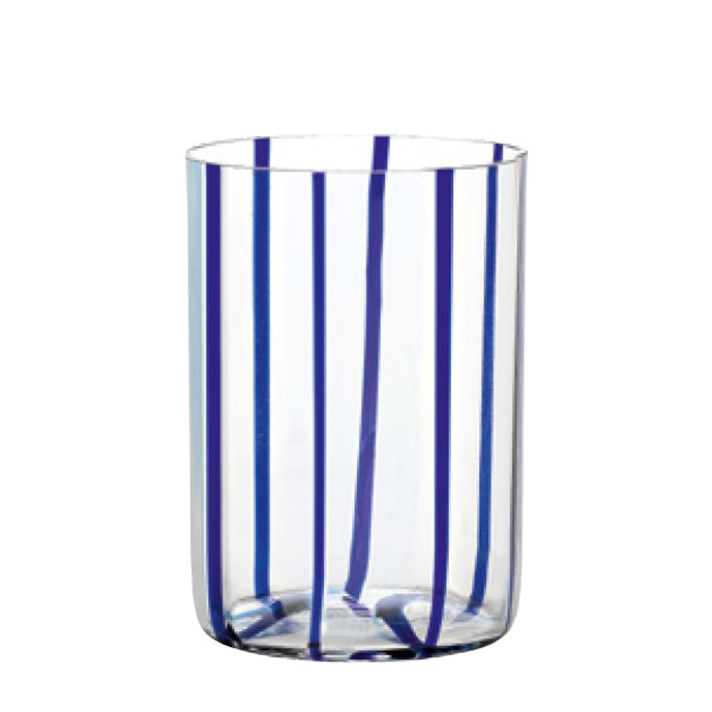 Zafferano Tirache Handmade Water Glass 35 cl Set 6 Pcs in Blue Glass