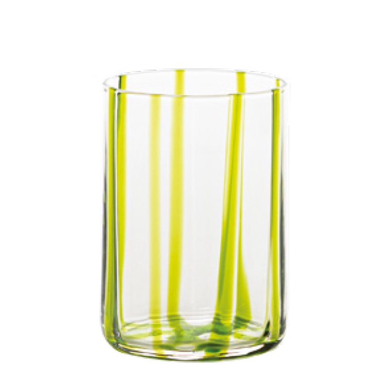 Zafferano Tirache Handmade Water Glass 35 cl Set 6 Pcs in Apple Green Glass