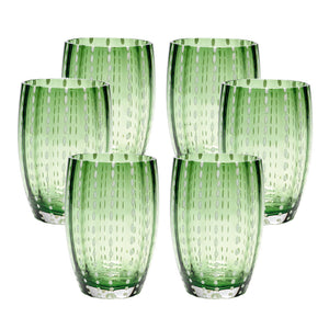 Zafferano Perle Tumbler 32 cl Set 6 Pcs in English Green Coloured Glass