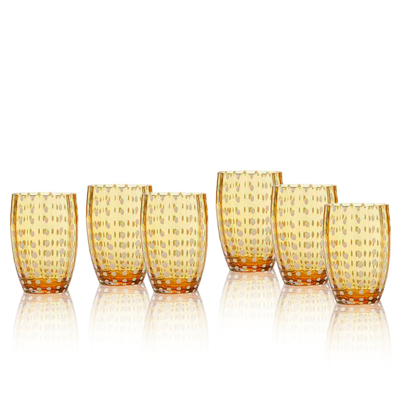 Zafferano Perle Tumbler 32 cl Set 6 Pcs in Amber Coloured Glass
