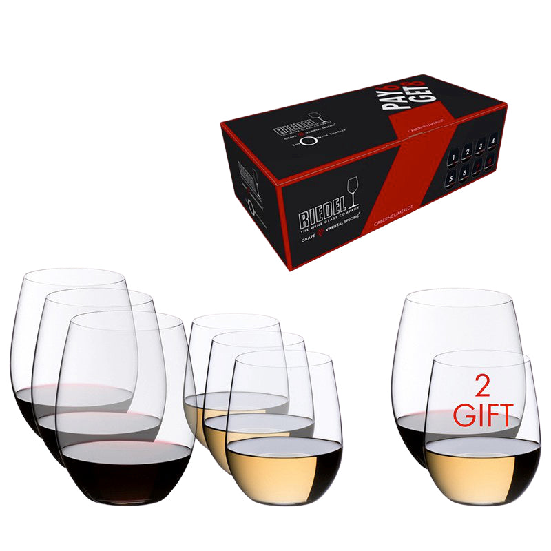 Riedel O Value Gift Pack Pay 6 Get 8 Cabernet Merlot Viognier Chardonnay